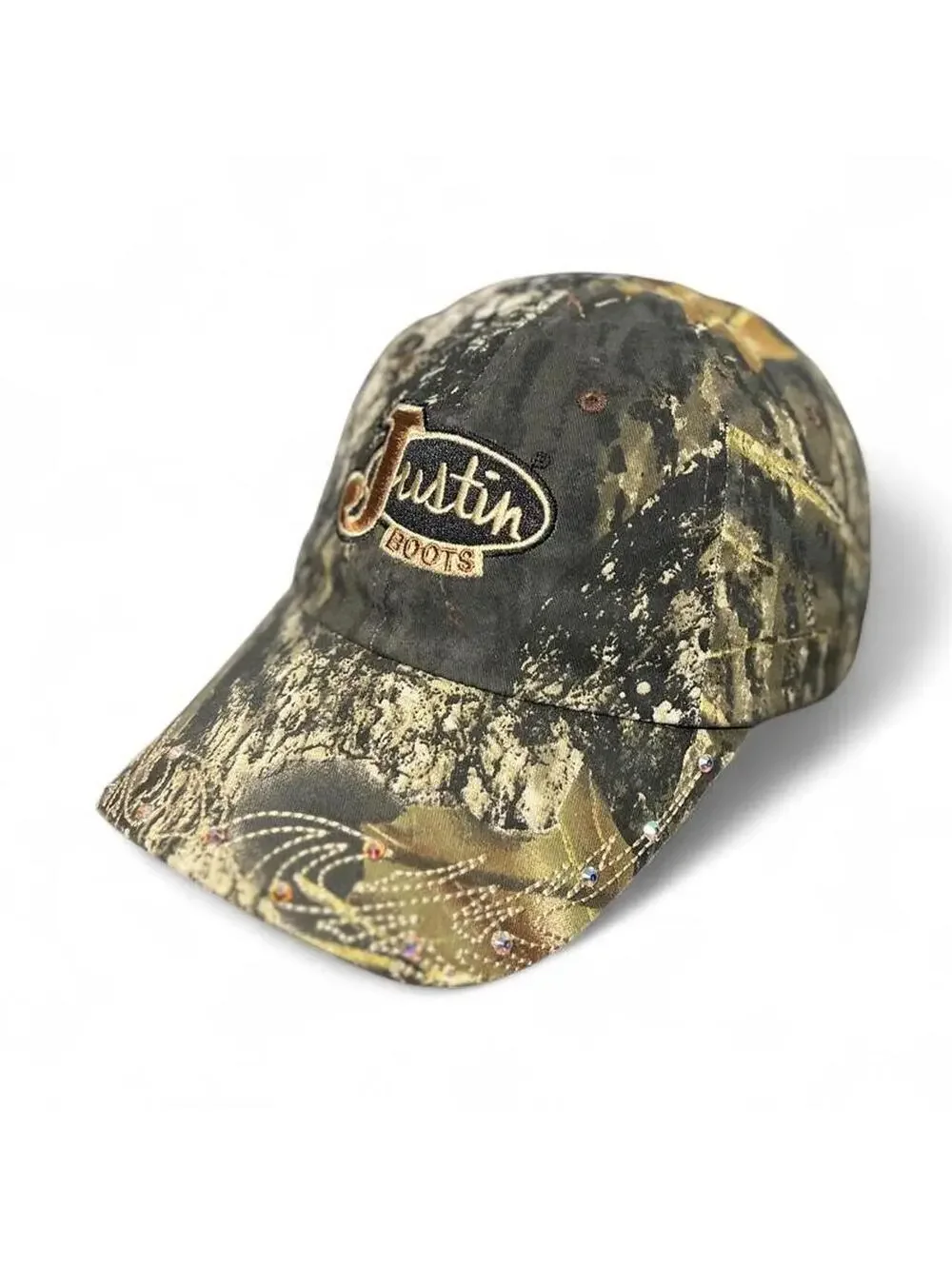 Vintage Justin Boots RealTree Camo Rhinestone Y2k Hat